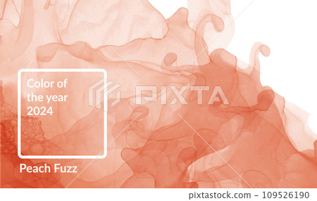 Color of the year 2024. Peach watercolor abstract painting. 2023 trend inspiration Color of the year 2024. Peach watercolor abstract painting. 2023 trend inspiration 109526190