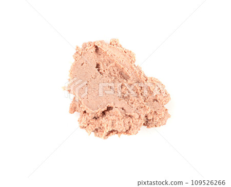 Meat Paste Isolated, Tuna Pate Smear, Chopped Liver Mousse, Fish Paste on White 109526266