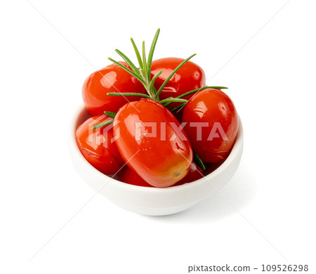 Pickled Cherry Tomatoes Isolated, Canned Small Tomato, Healthy Fermented Vegetables, Salted Marinated Food Pickled Cherry Tomatoes Isolated, Canned Small Tomato, Healthy Fermented Vegetables, Salted Marinated Food 109526298