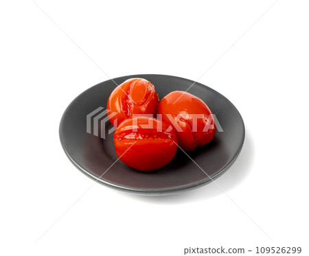 Pickled Cherry Tomatoes Isolated, Canned Small Tomato, Healthy Fermented Vegetables, Salted Marinated Food Pickled Cherry Tomatoes Isolated, Canned Small Tomato, Healthy Fermented Vegetables, Salted Marinated Food 109526299