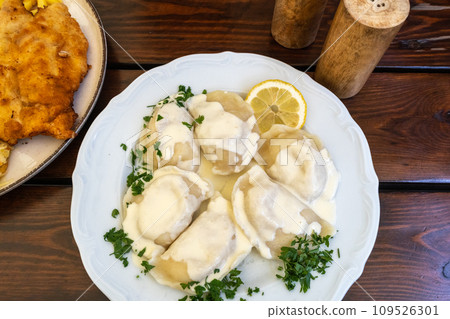 Traditional Polish Pierogi, Cooked Dumplings, Ravioli Traditional Polish Pierogi, Cooked Dumplings, Ravioli 109526301