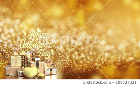 The gold gift box for Valentine's Day concept 3d rendering 109527321
