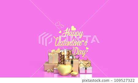 The gold gift box for Valentine's Day concept 3d rendering The gold gift box for Valentine's Day concept 3d rendering 109527322