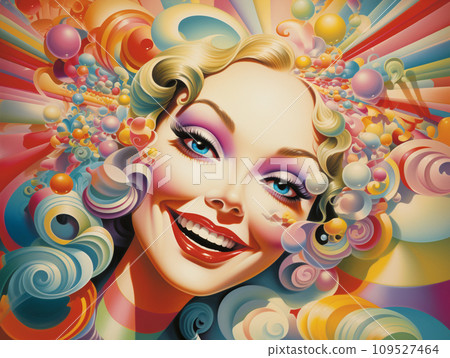 Laughing woman illustration colorful 109527464