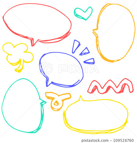 Handwritten pop speech bubble set pen drawing colorful 109528760