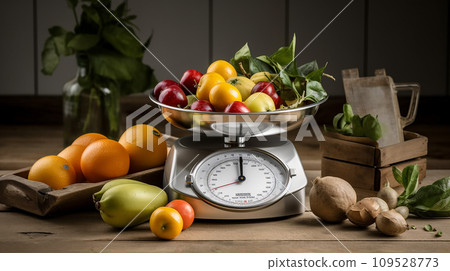 Image of weighing fruit, diet, and vitamins 109528773