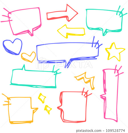Handwritten pop speech bubble set pen drawing colorful 109528774