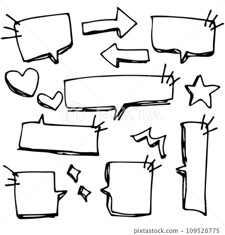 Handwritten pop speech bubble set pen drawing vector 109528775