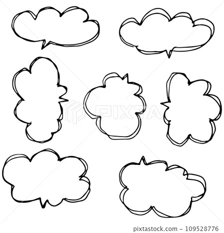Handwritten pop speech bubble set, cloud-shaped frame pen drawing vector 109528776