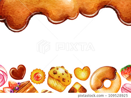 Cute hand drawn sweets background illustration Cute hand drawn sweets background illustration 109528925