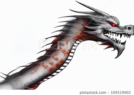 Japanese dragon face in watercolor sytle Japanese dragon face in watercolor sytle 109529902