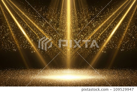 golden glitter lights and Stage spot light effect  109529947