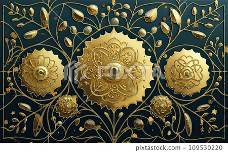 Japanese traditional gold foil floral texture background 109530220