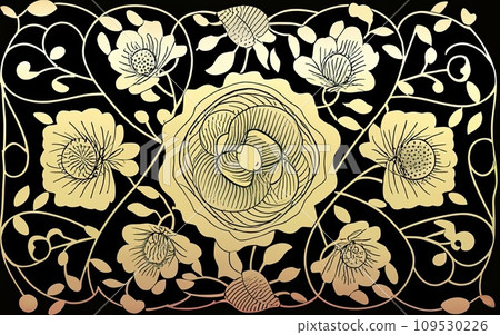 Japanese traditional gold foil floral texture background Japanese traditional gold foil floral texture background 109530226