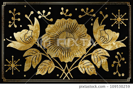 Japanese traditional gold foil floral texture background 109530259