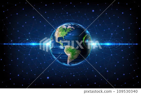 Planet Earth with global communication system and communication satellites  109530340