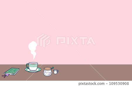 Coffee and paperback books on table in retro coffee shop 109530908