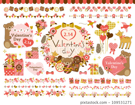 Illustrations of animal and Valentine frames, decorative lines, etc. [with text] 109531271