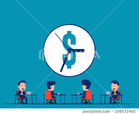 Teamwork time and financial management. Business time is money vector concept Teamwork time and financial management. Business time is money vector concept 109531485