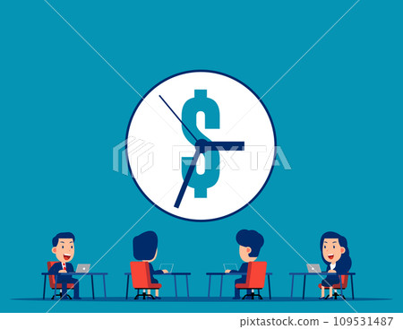Teamwork time and financial management. Business time is money vector concept Teamwork time and financial management. Business time is money vector concept 109531487