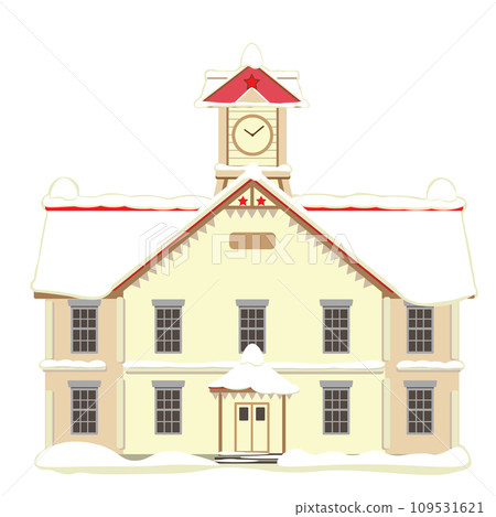 Sapporo Clock Tower Winter Illustration Sapporo Clock Tower Winter Illustration 109531621