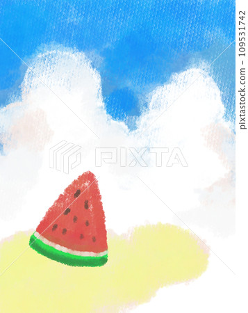 用蠟筆畫的西瓜和藍天 用蠟筆畫的西瓜和藍天 109531742