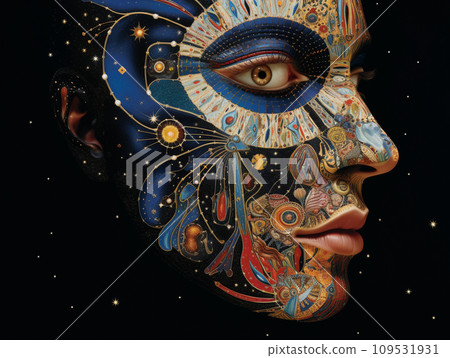 human face with colorful makeup human face with colorful makeup 109531931