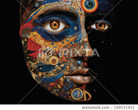 human face with colorful makeup 109531932