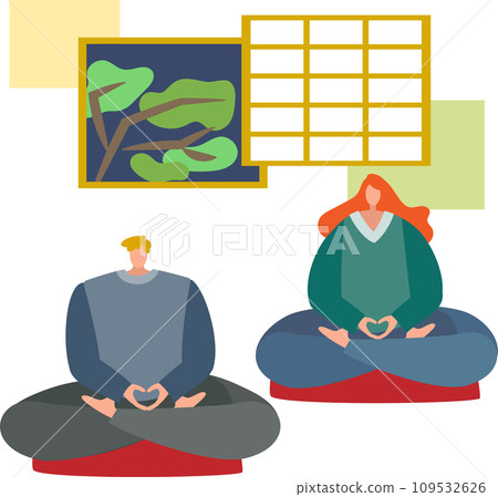 Foreign tourists, male and female, experiencing zazen 109532626