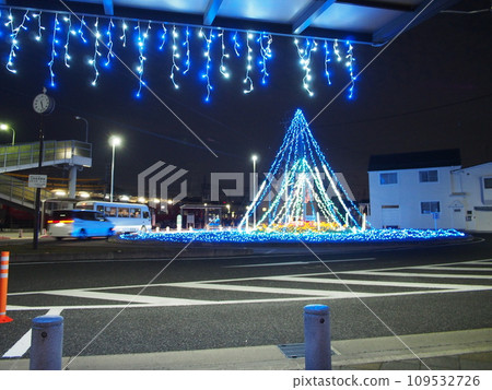 Christmas illumination at Meitetsu Sanage Station 109532726