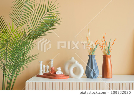 wall mockup home interior decoration on TV cabinet 109532920