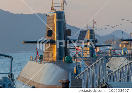 Evening view with a submarine in Kure Evening view with a submarine in Kure 109533407