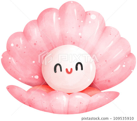 Cute pearl under the sea watercolor illustration Cute pearl under the sea watercolor illustration 109535910