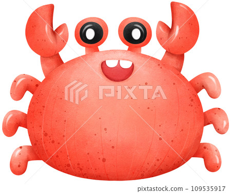 Cute crab under the sea watercolor illustration 109535917