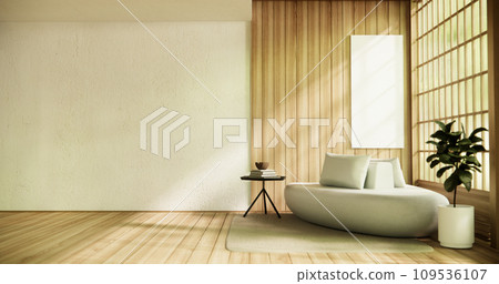 Wooden Arm chair and partition japanese on room tropical interior.3d rendering 109536107