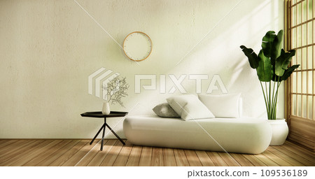 Wooden Arm chair and partition japanese on room tropical interior.3d rendering Wooden Arm chair and partition japanese on room tropical interior.3d rendering 109536189
