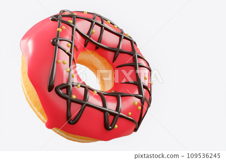 Chocolate glazed donut with sprinkles on a white background 109536245