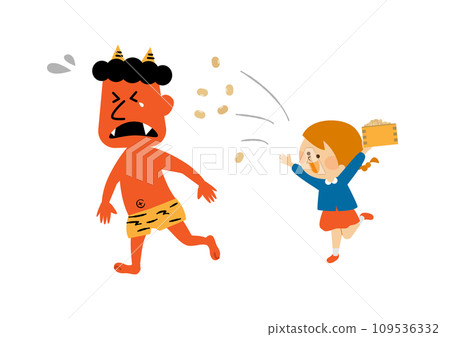 節分惡魔與兒童插畫素材 節分惡魔與兒童插畫素材 109536332