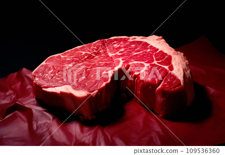 Raw veal beef meat steaks like chateau mignon, t-bonnet, tomahawk, striploin, tenderloin, tenderloin, new york steak. 109536360