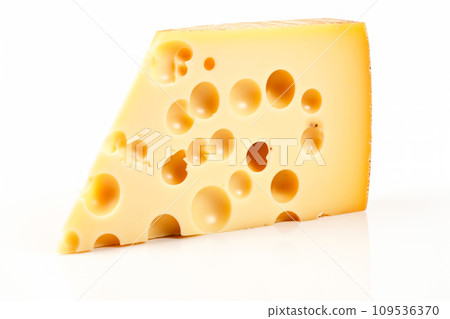A closeup of cheese with holes like maasdam, emmental or cheddar as background 109536370