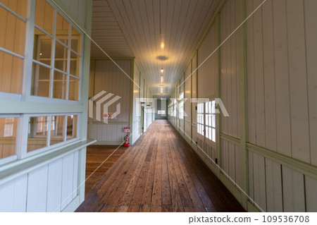 Hokkaido, Sapporo, Otaru, old-fashioned architecture, Japanese garden, house, hall, stairs 109536708