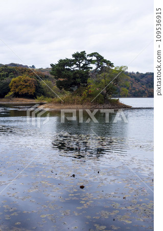 Tagamazuike Pond in autumn with cloudy skies Tottori Prefecture Tagamazuikeike Tagamazuike Pond in autumn with cloudy skies Tottori Prefecture Tagamazuikeike 109536915
