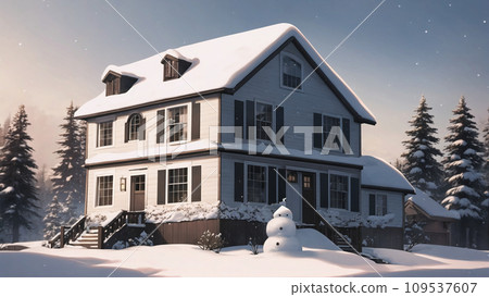 house with snow house with snow 109537607