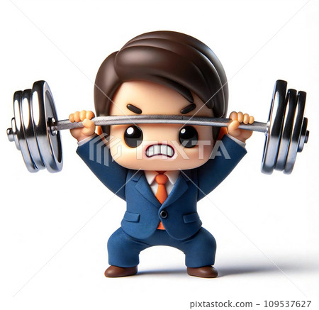 Office worker lifting barbell - Generative AI 109537627