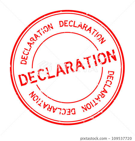 Grunge red declaration word round rubber seal stamp on white background Grunge red declaration word round rubber seal stamp on white background 109537720
