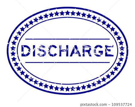 Grunge blue discharge word oval rubber seal stamp on white background Grunge blue discharge word oval rubber seal stamp on white background 109537724