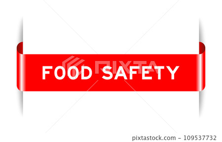 Red color inserted label banner with word food safety on white background 109537732