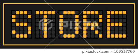 Orange color led banner in word store on black background 109537760