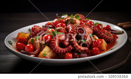 Warm grilled octopus salad 109538368