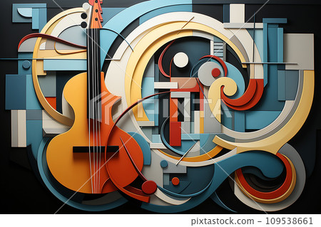 Abstract rhythm through abstraction, repetitive patterns, undulating forms, and a rhythmic color palette Abstract rhythm through abstraction, repetitive patterns, undulating forms, and a rhythmic color palette 109538661